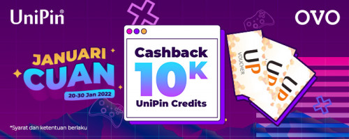 PROMO – Januari Cuan cashback 10.000 UniPin Credits pakai OVO!